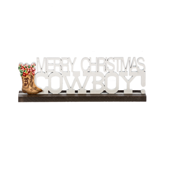 Ganz Decorative Sign, Merry Christmas Cowboy