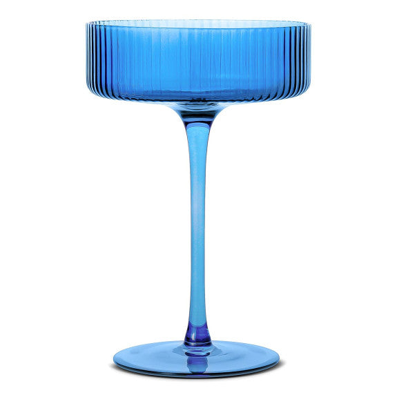 Brilliant Cocktail Coupe 290ml Set of 4, Ribbed Blue
