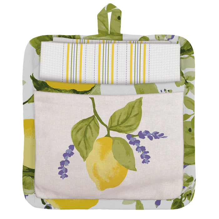 Lang Pot Holder & Tea Towel Set, Lemon Grove