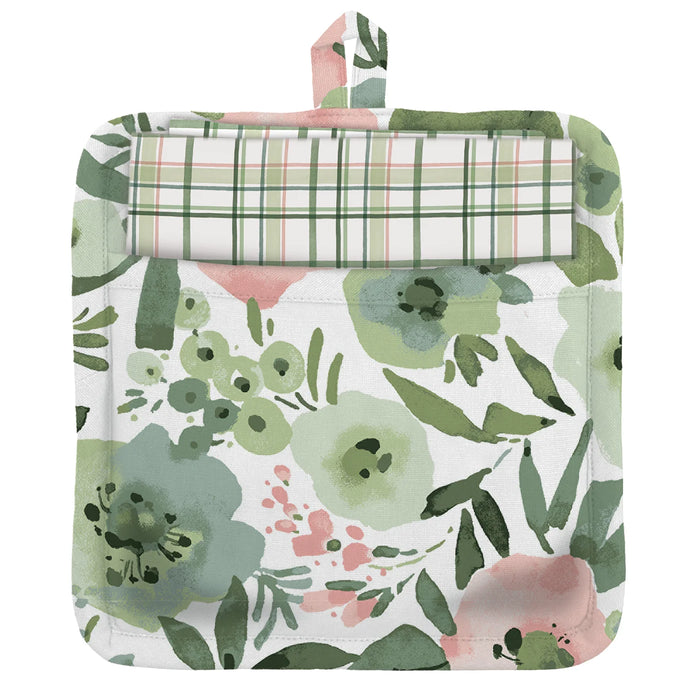 Lang Pot Holder & Tea Towel Set, Inner Garden