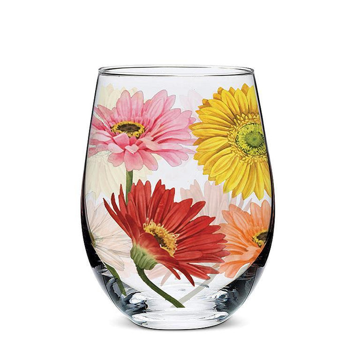 Abbott Stemless Wine Glass, Gerbera Daisy