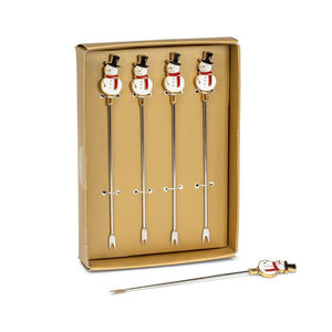 Abbott Cocktail Picks Set of 4, Snowmen