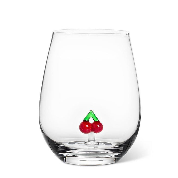 Abbott Stemless Wine Glass, Cherries Icon