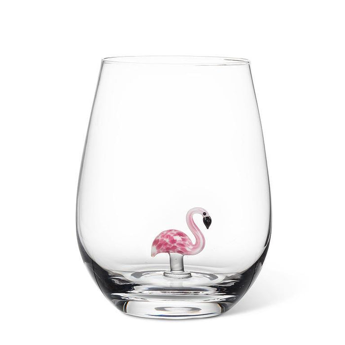 Abbott Stemless Wine Glass, Flamingo