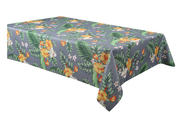 Texstyles Deco Tablecloth 58 x 94 Inch, Tropical Grey