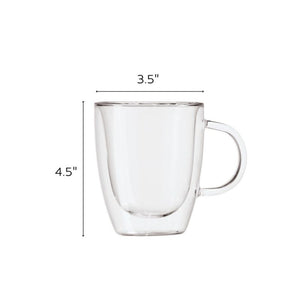 OGGI BREW Glass Coffee Cups 350ml Set of 2