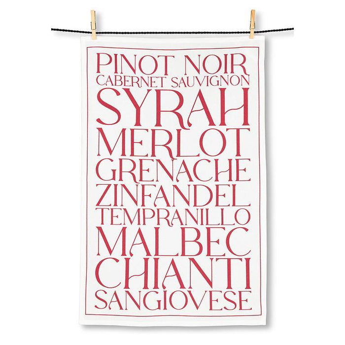 Abbott Tea Towel Words, Red Wines