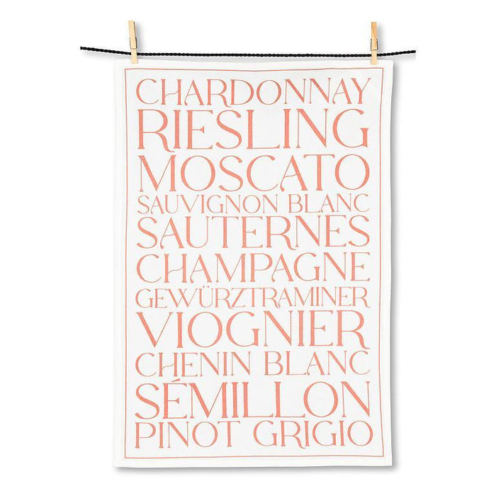 Abbott Tea Towel, White Wines Text