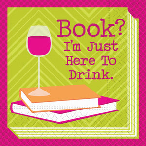 Design Design Cocktail Paper Napkin, "Book? I'm Just Here to Drink"