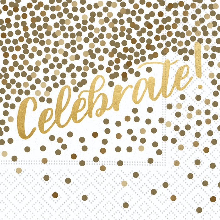 Design Design Cocktail Paper Napkin, 'Celebrate' Golden Sparkle