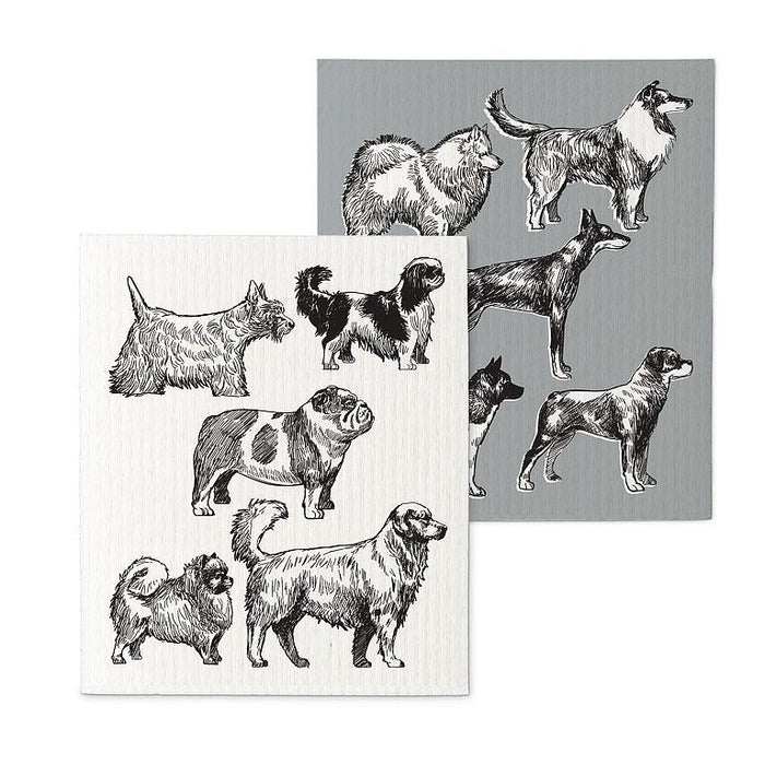 Abbott Swedish Dishcloth Set of 2, Dog Sketch