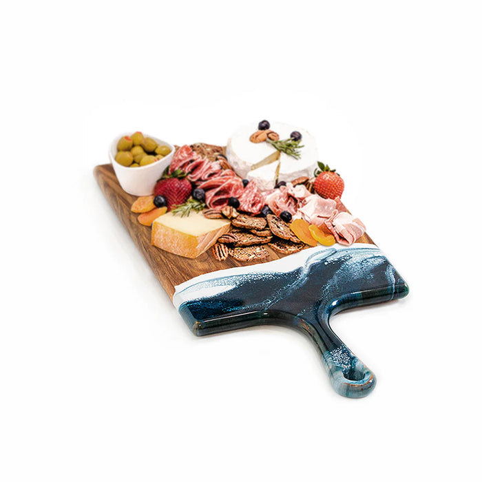 Lynn & Liana Designs Large Acacia Cheese Board, Navy | White | Metallic