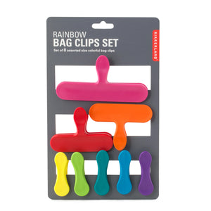 Kikkerland Assorted Sizes Rainbow Bag Clips Set of 8