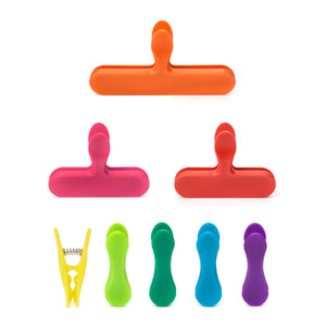 Kikkerland Assorted Sizes Rainbow Bag Clips Set of 8