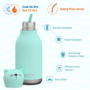 Asobu Kids Bestie Water Bottle, Kitty Cat