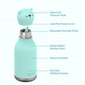 Asobu Kids Bestie Water Bottle, Kitty Cat