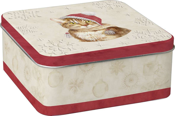 IHR Christmas Cookie Tin, 'Jill' Santa Cat