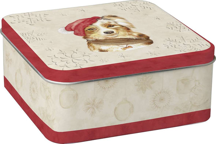 IHR Christmas Cookie Tin, 'Jack' Santa Dog