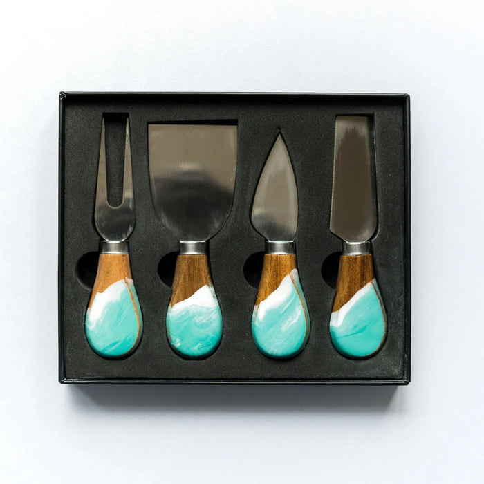 Lynn & Liana Designs Resin Coated Cheese Knife Set of 4, Caribbean