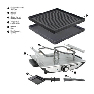 Swissmar Geneva Raclette Grill 4 Person, Aluminum Non-Stick Top