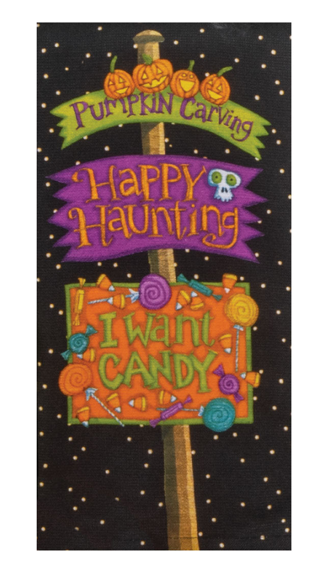 Kay Dee Dual Purpose Terry Tea Towel, Halloween Signs