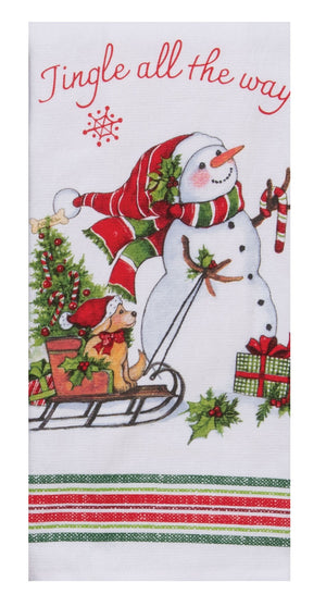 Kay Dee Dual Purpose Terry Tea Towel, Bowie Wowie Christmas Jingle Snowman