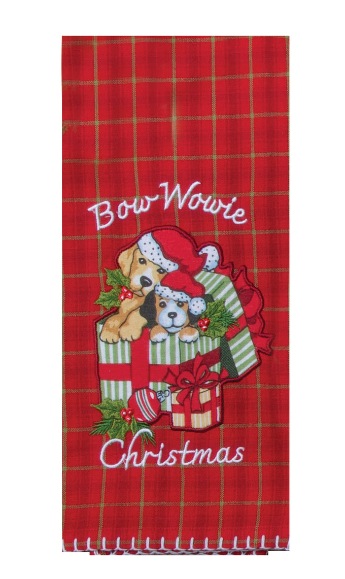 Kay Dee Embroidered Tea Towel, Bowie Wowie Christmas