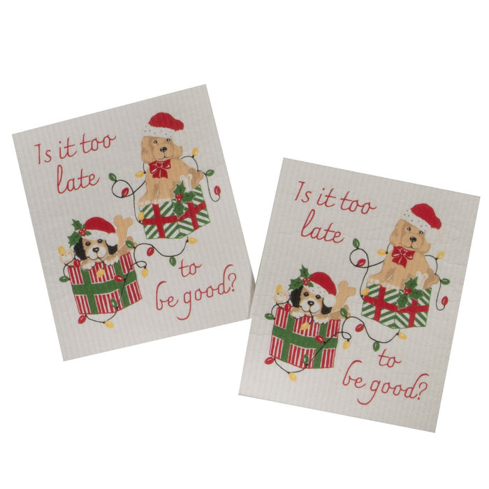 Kay Dee Swedish Dishcloth Set of 2, Bowie Wowie Christmas