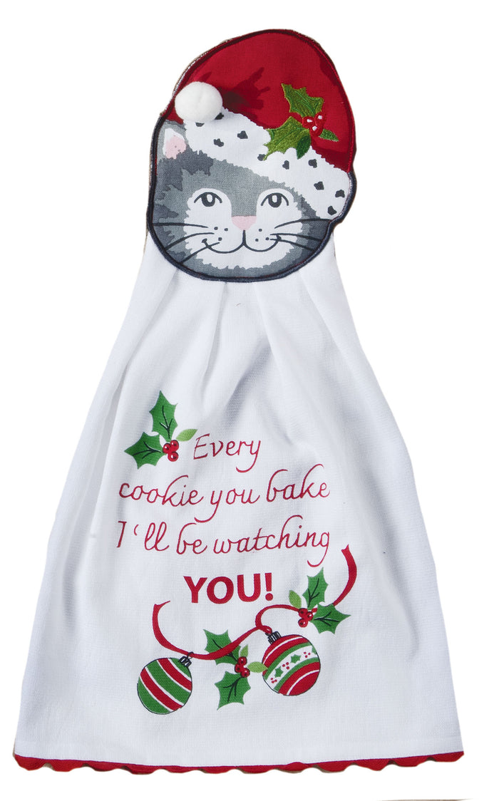 Kay Dee Hang Up Tea Towel, Meowy Christmas