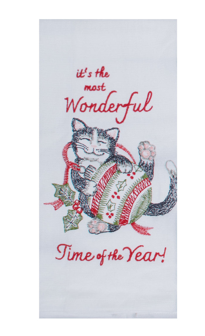 Kay Dee Dual Purpose Terry Tea Towel, Meowy Christmas