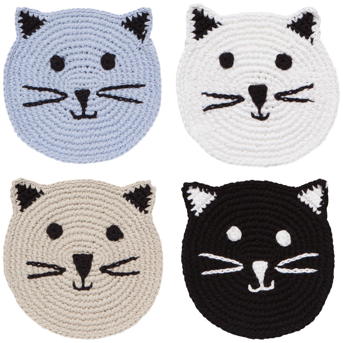 Danica Jubilee Crochet Coasters Set of 4, Meow & Furever