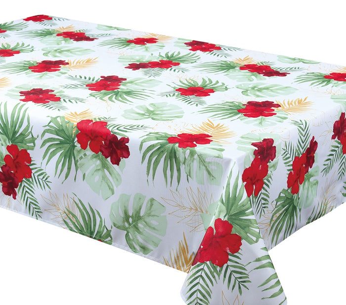 Texstyles Deco Tablecloth 58 x 78 Inch, Maui White