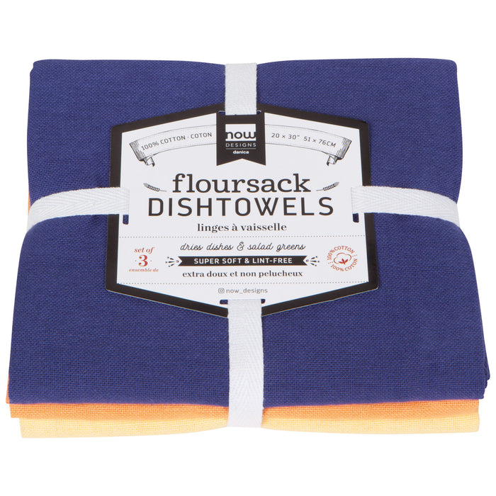 Danica Now Designs Flour Sack Tea Towel Set of 3, Dusk | Apricot | Sunray