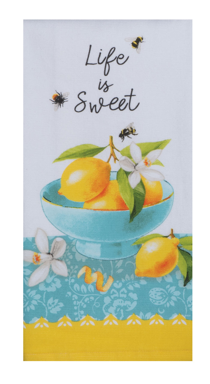 Kay Dee Dual Purpose Terry Tea Towel, Bee Zesty Colander