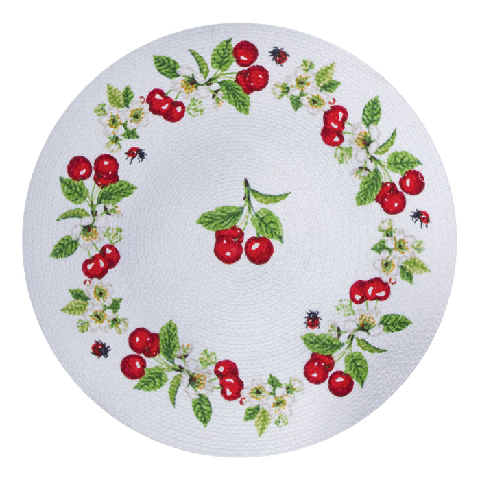 Kay Dee Designs Round Braided Placemat, Sweet Cherry