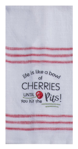 Kay Dee Tea Towel Embroidered, Sweet Cherry