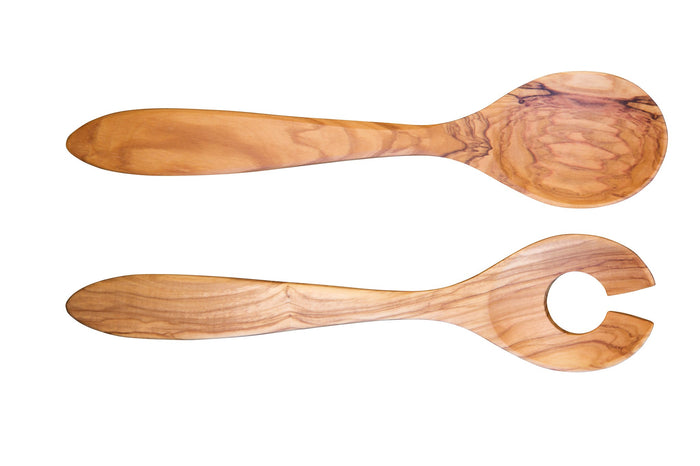 Scanwood Curved Olive Wood Salad Server Set