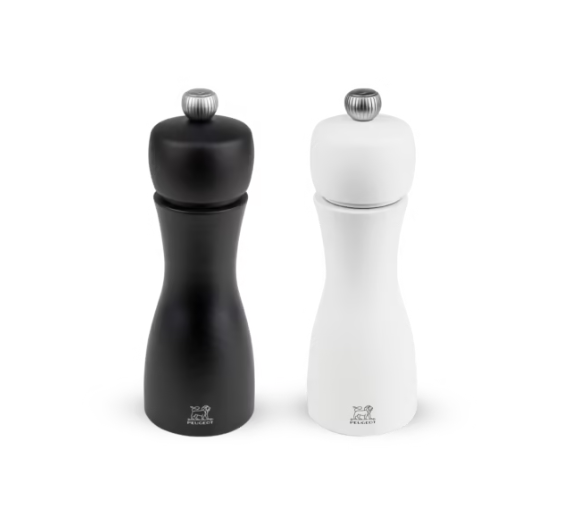 Peugeot Tahiti Manual Salt & Pepper Mill Duo 15cm, Black & White