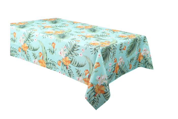 Texstyles Deco Tablecloth 58 x 94 Inch, Tropical Aqua