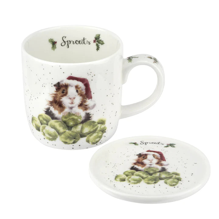 Wrendale Designs Mug Coaster Set Sprout Guinea Pig Kitchen