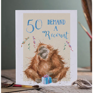 Wrendale Designs Greeting Card, Birthday '50 Demand a Recount' Orangutan