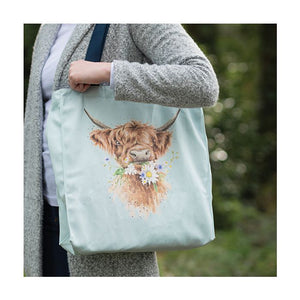 Wrendale Designs Canvas Tote Bag, 'Daisy Coo' Highland Cow