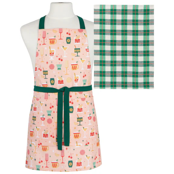 Danica Jubilee Apron Adult Chef & Tea Towel Set, Holiday Spirits