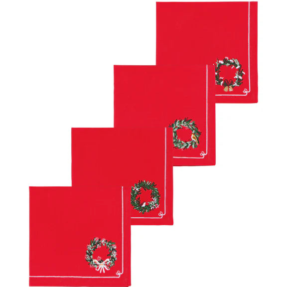 Danica Now Designs Cloth Napkin Set of 4, Wreaths