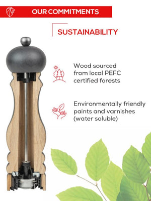 Peugeot Pepper Mill Wooden Manual All-Terrain 30cm | 12 Inch, Graphite