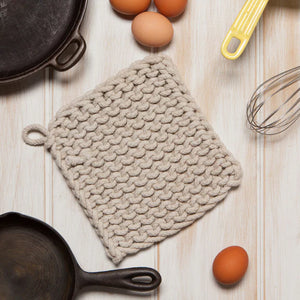 Danica Heirloom Knit Pot Holder, Dove Gray