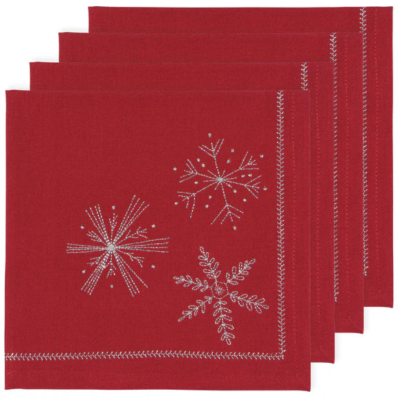 Danica Now Designs Cloth Napkins Set of 4, Snowflakes