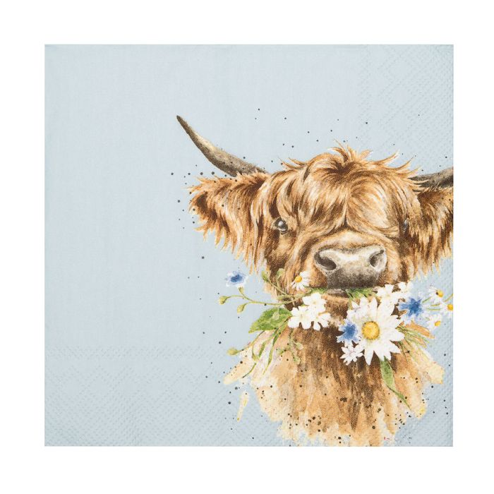 Wrendale Designs Lunch Paper Napkin, 'Daisy Coo' Highland Cow