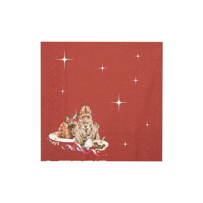 Wrendale Designs Lunch Paper Napkin, 'Merry Little Christmas' Rabbit