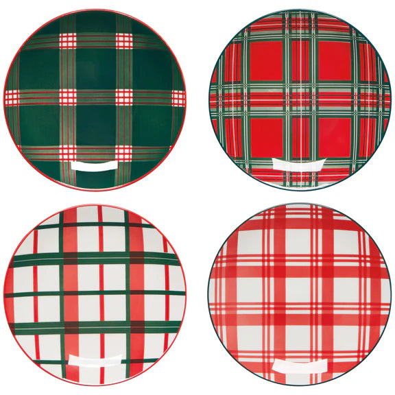 Danica Now Designs Appetizer Plates Set of 4, Holiday Plaid